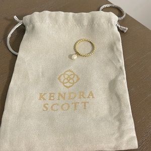 Kendra Scott Gold Ring with drop pearl. 18k Yellow Gold Vermeil